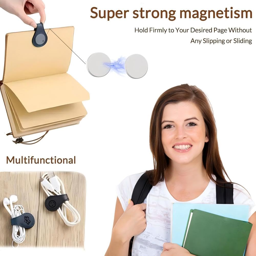 Personalized Magnetic Leather Bookmarks for Reading Women,Custom Magnet Book Mark Clips with Initial Gifts for Readers Men Book Lovers Classmate (Leather Magnetic Bookmark) WoodArtSupply