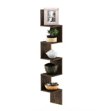 Furinno Rossi 5-Tier Wall Mount Floating Corner Square Shelf, Columbia Walnut Furinno