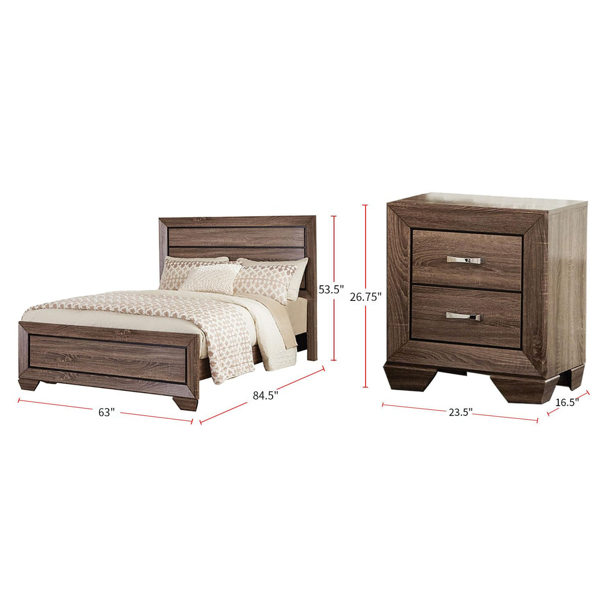 Coaster Kauffman Queen Bed 4-Piece Set, Washed Taupe Coaster Home Furnishings