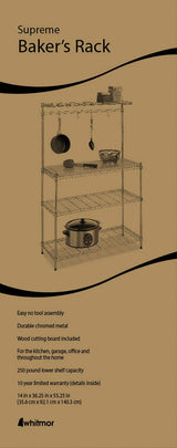 Whitmor Supreme Baker’s Rack with Food Safe Removable Wood Cutting Board - Chrome Whitmor