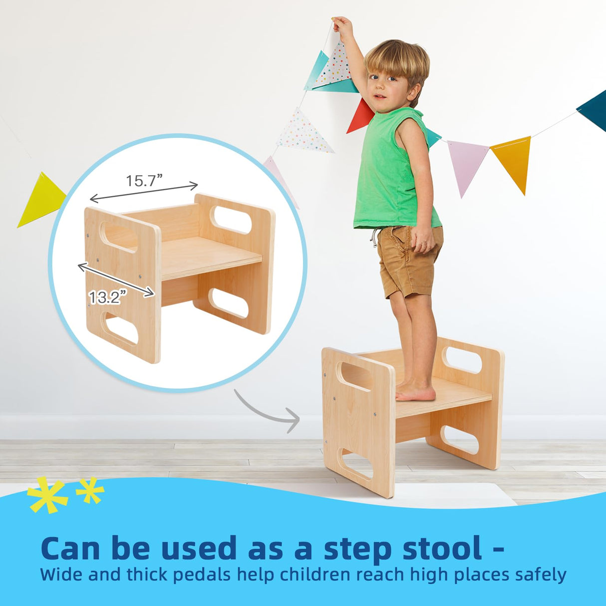 OOOK Montessori Weaning Table and Chair Set,Kids Activity Table and Chair Set with Fence for Read, Play Toys, Snack Time,Step Stool,1-3 Year Old Kids Montessori Furniture OOOK