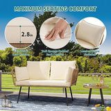YITAHOME Love Seat Patio Sofa, All-Weather Wicker Large Loveseats Patio Sectional Furniture with Cushions & Lumbar Pillows, Outdoor Patio Furniture Set for Patio, Balcony, Backyard, Deck, Poolside YITAHOME