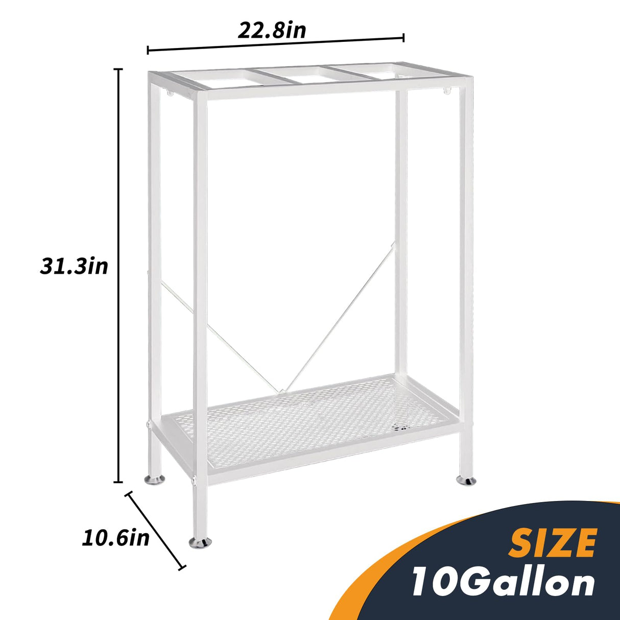 Fish Tank Stand: The Perfect 10 Gallon Metal Aquarium Stand Measuring 22.8" W x 10.6" D x 31.3" H to Fit Your Aquatic Display Needs. (10 Gallon-White) tongmo