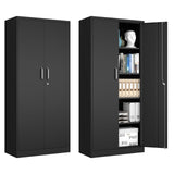 Garage Storage Cabinet with Lock, 71" Tall Cabinet with Doors and Adjustable Shelves, Heavy Duty Metal Cabinets and Storage System, Steel File Cabinet for Home Office,Workshop - Assemble Required Polup