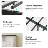 AOGLLATI Farmhouse Bed Frame Full Size with 4 Storage Drawers and Charging Station, Wooden Full Size Bed Frame with Hidden Space Bookcase Headboard and Led Lights & Metal Slats, White AOGLLATI