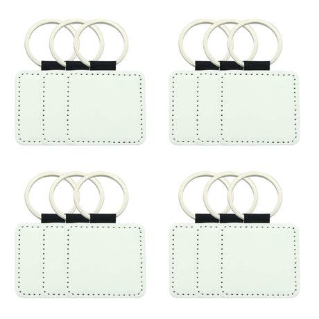 12 Pcs Sublimation Blank Keychains,PU Leather White Keychains Ornament Pendants for Man Women Crafts Heat Transfer (Square) Jippedea