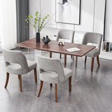VKNOW Wooden Dining Chairs Set of 4, Modern Fabric Upholstered Dining Room Chair Kitchen Chairs, Farmhouse Dinner Chair for Kitchen Dining Room, Grey VKNOW