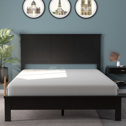 Giantex Adjustable Black Wooden Headboard for Full Beds with Solid Pine Construction - WoodArtSupply