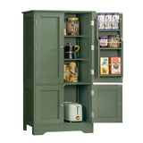 TEENFON 43" H Storage Cabinet with 4 Doors, Kitchen Cabinet with 6 Door Shelves, Kitchen Pantry Cabinets for Living Room, Dining Room, Bathroom, Forest Green TEENFON