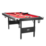 VEVOR Billiards Table, 6.3 ft Pool Table, Portable Foldable Space-Saving Table, Billiard Table Set Includes Balls, Cues, Chalks and Brush, Black with Red Cloth, Perfect for Family Game Room Kid Adult VEVOR
