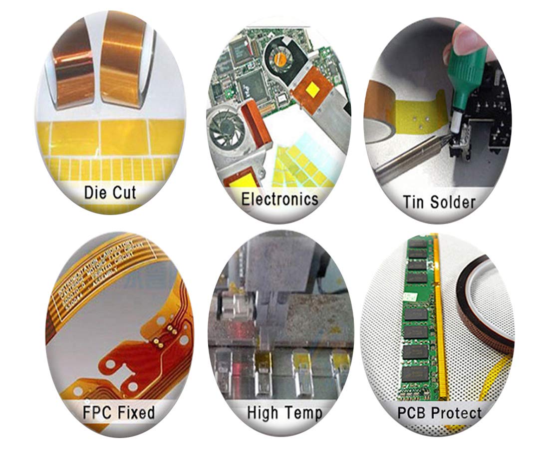 TAPEGO High Temperature Heat Resistant Tape for Heat Transfer 3D Printers High Temp Tape,Kapton Tape Electronics Polyimide Tape 1 inch 36yds TAPEGO