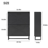 Maupvit Shoe Storage Cabinet with 2 Flip Drawers, Freestanding Organizer with Metal Legs for Entryway, Narrow Shoe Rack Cabinet, Black Maupvit