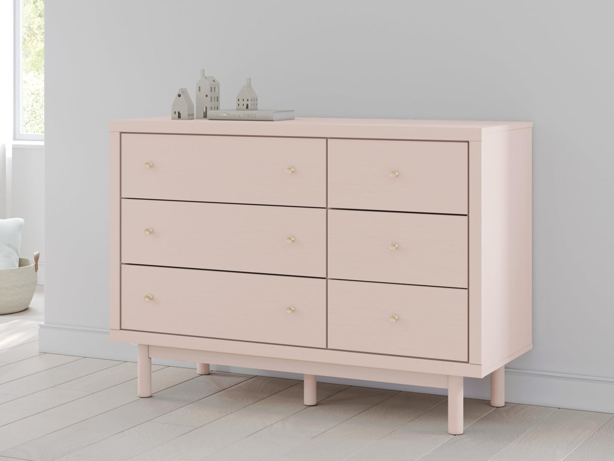 Signature Design by Ashley Wistenpine Modern 6-Drawer Dresser with Safety Stop, Pink Signature Design by Ashley