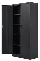 Metal Storage Cabinet, Locking Cabinet with Adjustable Shelves, 18" D x 36" W x 72" H Garage Storage Cabinets for Home, Office, Warehouse- Black Wanfu