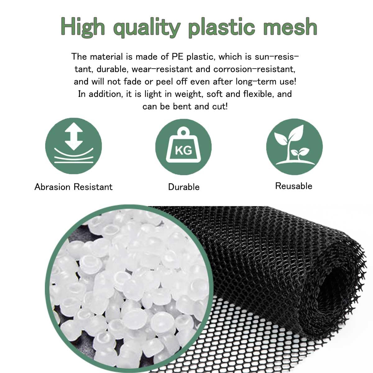 YAMTEN Plastic Mesh Fence Roll 15.7" x32.9', Heavy Duty Chicken Wire Barrier for Chicken Coop & Garden Fencing, Animal Enclosure (Dogs/Rabbits), No Tools Needed Easy Install (Black) YAMTEN