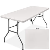 Best Choice Products 6ft Plastic Folding Table, Indoor Outdoor Heavy Duty Portable w/Handle, Lock for Picnic, Party, Camping - White Best Choice Products