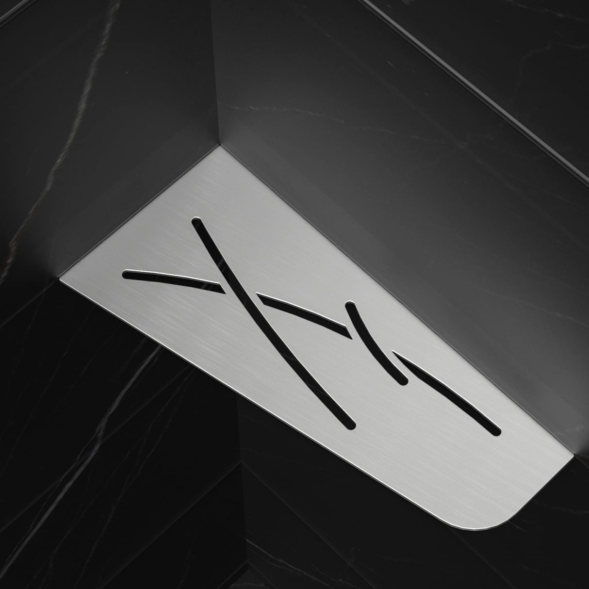 Bernkot Corner Shower Shelf 12" Brushed 304 Stainless Steel Quadrilateral Corner Shelf Recessed Bathroom Shower Shelf, No Drilling Bernkot