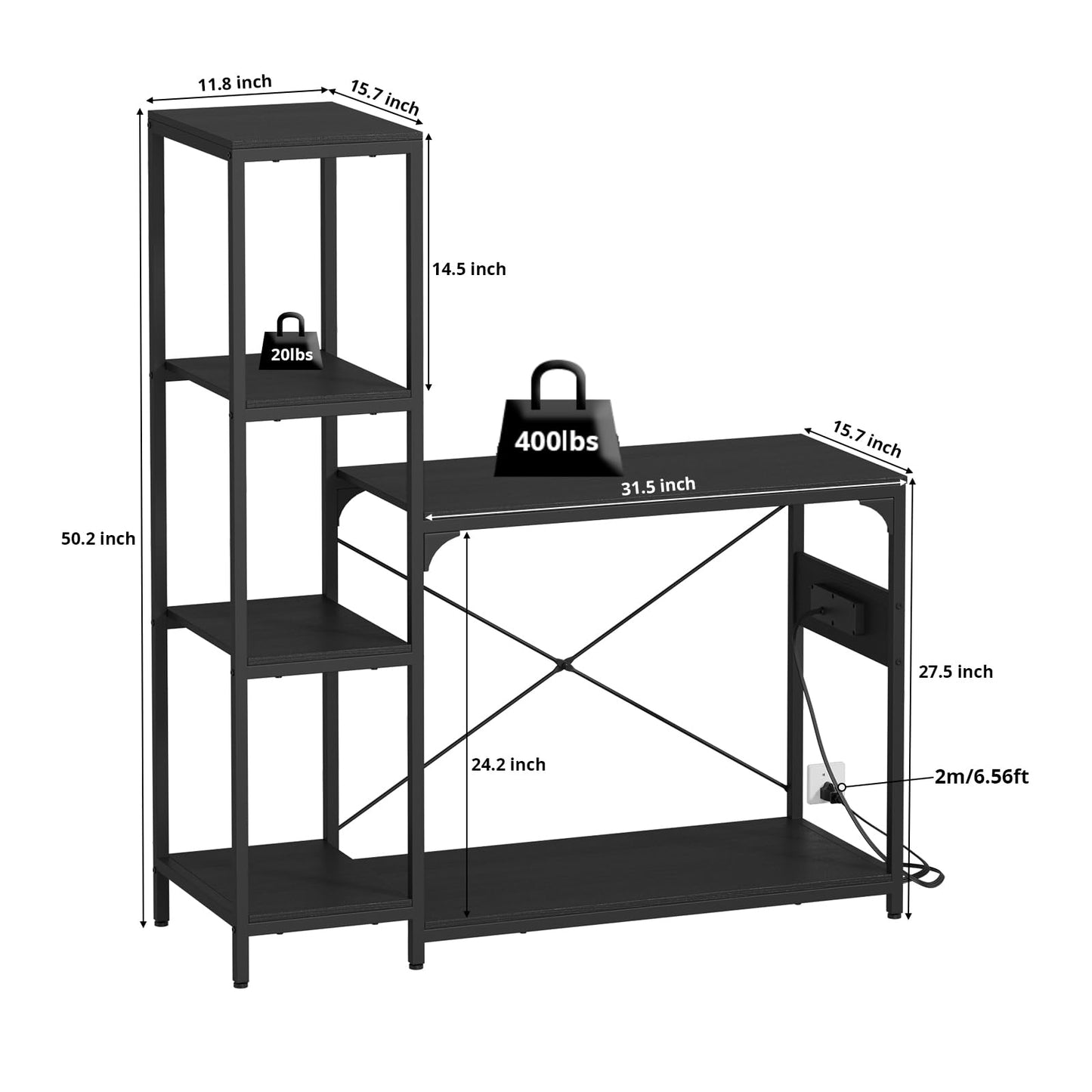 VOWNER 20-29 Gallon Fish Tank Stand with Power Outlet, Wood Aquarium Stand with Shelves for Fish Tank Accessories Storage, Heavy Duty Metal Frame, Turtle Reptile Terrarium Stand, Load 500lb,  - WoodArtSupply