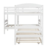 Harper & Bright Designs Quad Bunk Bed with Trundle, L Shaped Bunk Bed for 4 Kids, Wooden Twin Bunk Bed Frame for Kids Teens Adults - White Harper & Bright Designs