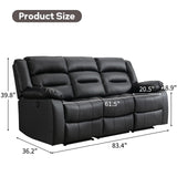 EBELLO Faux Leather Power Electric Reclining Sofa, Overstuffed Comfortable Armrest 3 Seat Recliner Sofa, Couch for Living Room, Bedroom Furniture, Meeting Room, Black (3 Seat Sofa) EBELLO
