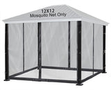 DOOSARG Mosquito Netting for Gazebo Canopy, 12x12 Universal Replacement Mosquito Netting 4-Door Zipper Black 4-Panel Sidewall Curtain (Net Only) (12x12) DOOSARG