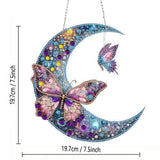 DIY Hanging Diamond Art Kit Butterfly, Acrylic Diamond Painting Kits Hanging Pendant Moon, Special Shaped Crystal Gem Art Ornament Kit for Home Decor wavaiov