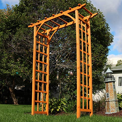 Sunnydaze 78-Inch Wooden Garden Arbor Walkway Wedding Arch - Durable Wood with Weather-Resistant Wood Finish Sunnydaze