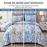 Drucon Blue Paisley Comforter Set Queen, 7 Pieces Bed in a Bag Boho Comforter Soft Microfiber Blue Paisley Bedding(1 Comforter, 1 Flat Sheet, 1 Fitted Sheet, 2 Pillow Shams, 2 Pillowcases) Drucon