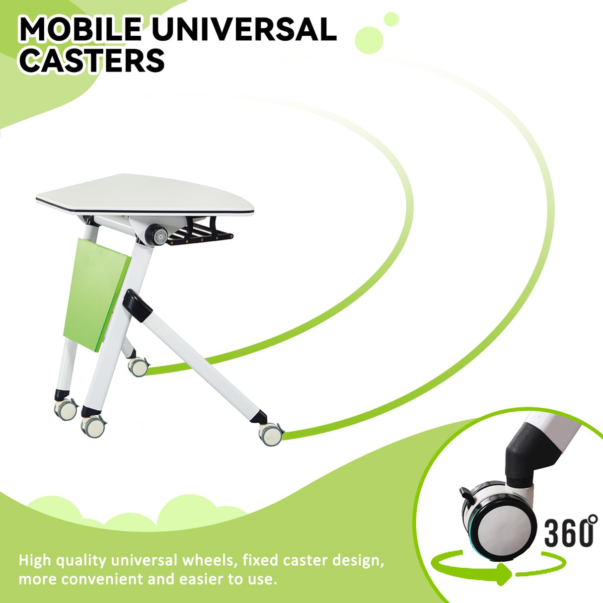 Folding Conference Table 6PCS, Modern Sector Shape Conference Room Table, Flip Top Mobile Training Table, Mobile Conference Tables with Silent Wheels, Meeting Room Table for Office Training HSHBDDM