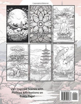 Zen Affirmations Adult Coloring Book: 50 Coloring Pages with Zen Inspired Images and Affirmations WoodArtSupply