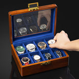 Solid Wood Watch Box 8 Slots With Glass Lid Walnut Collection Case For Men Women Luxury Wooden Display Organizer Storage Holder Bescott