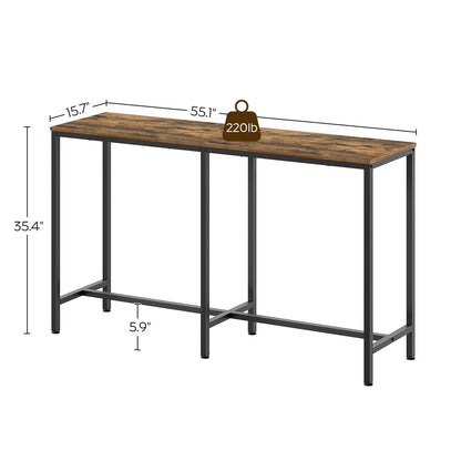 YATINEY 55" Long Bar Table, Counter Bar Height Table, High Top Table, Rectangular Hightop Table, Bar Pub Table, for Kitchen, Living Room, Dining Table, Entryway, Rustic Brown and Black BT04BR