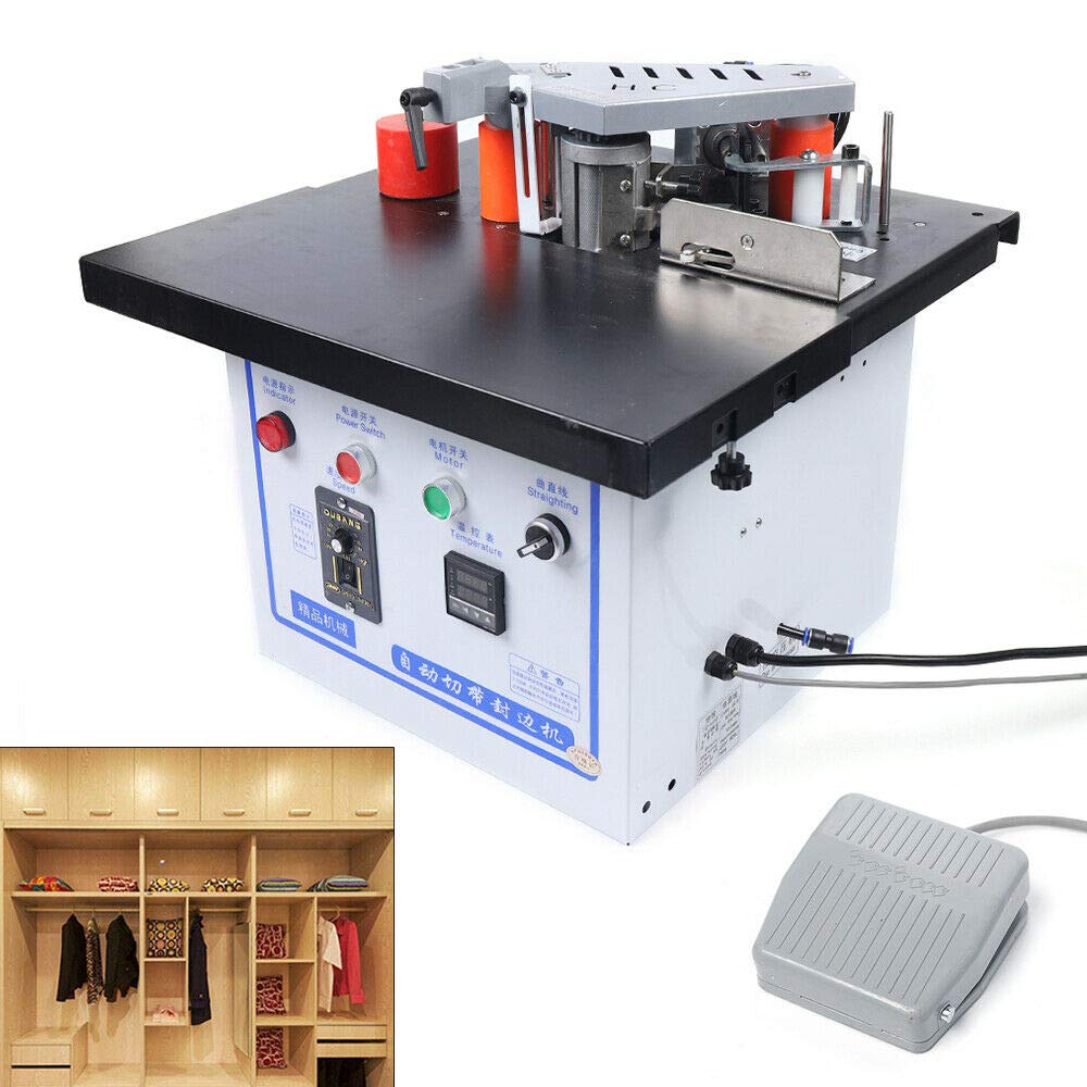 Portable Edge Bander, Automatic Edge Banding Machine Double Side Gluing Wood Banding Machine,110V,0-6m/min - WoodArtSupply