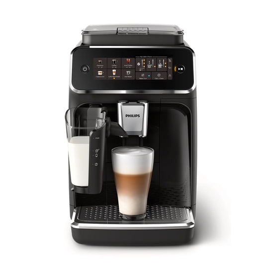 PHILIPS Series 3300 Fully Automatic Espresso Machine - 6 Hot & Iced Drinks, LatteGo Milk System, 40% Quieter SilentBrew, Ceramic Grinder, Aquaclean Filter, Glossy Black (EP3341/50)