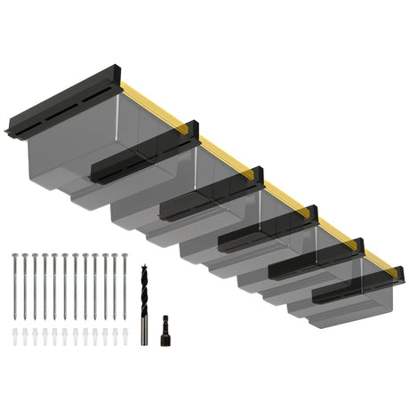 Eastrexon 5-bin Overhead Garage Storage Rack, Heavy Duty Ceiling Storage Racks, Powder Coated Tote Storage Rack for Garages, Sheds, Storerooms (6 PCS, for 5 Bins) Eastrexon