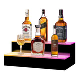 VONCI 16 Inch LED Lighted Liquor Bottle Display Shelf, 2 Step Acrylic Illuminated Bar Bottle Display Shelf with Remote and App Control for Home Commercial Bar Party VONCI