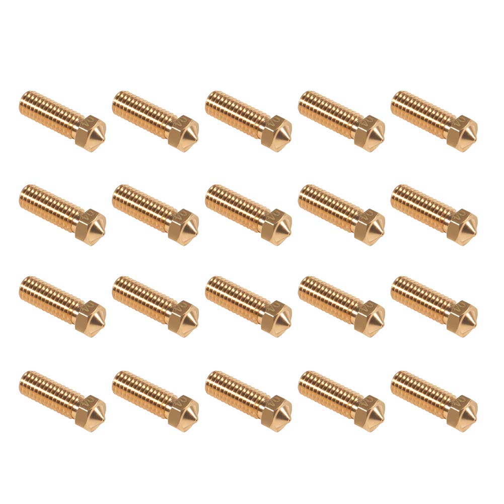 20PCS 3D Brass Volcano Nozzle M6 Thread Nozzles 0.4mm M6 Printed Head for 1.75mm Filament 3D Printer Parts Volcano Heater Block J-Head Hotend Extruder UMLIFE