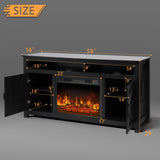 FUNKOCO Fireplace TV Stand for TVs Up to 65”, Farmhouse 59" Barn Door Fireplace Entertainment Center with 2 Storage Cabinets & 2 Opened Shelves for Living Room(Gray) FUNKOCO