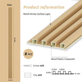 WPC Slat Wall Paneling, Modern Accent 3D Wall Panels, 8-Piece 94.5" x 6.6" TV Wall Panel, Bedroom, Living Room, Oak Carlo Schdoo