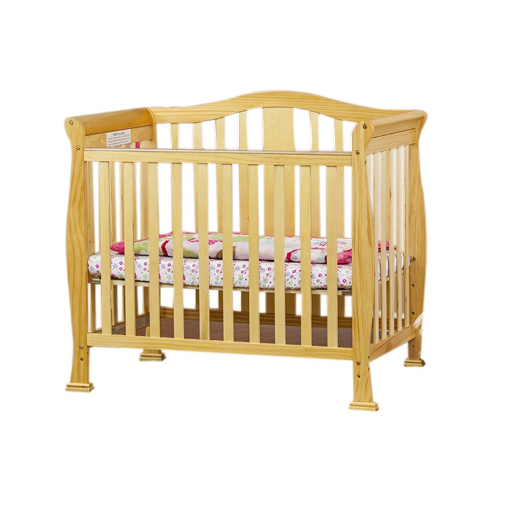 Dream On Me Addison 4-in-1 Convertible Mini Crib in Natural, Greenguard Gold Certified, Non-Toxic Finishes, Built of New Zealand Pinewood, Comes with 1” Mattress Pad - WoodArtSupply