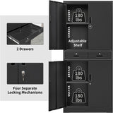 CJF Metal Storage Cabinet with Adjustable Shelves and Drawers, Locking Steel Storage Cabinet for Pantry, Office, Garage, Home, School, Utility (Black) CJF
