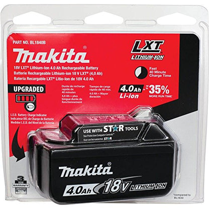 Makita BL1840B 18V LXT Lithium-Ion 4.0Ah Battery, Black - WoodArtSupply