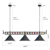 LuoliiTa Pool Table Light, 58" Billiard Light for 7' 8' 9' Pool Table, Hanging Billiards Light for Billiard Room, Game Room, Restaurant, Coffee Shop LuoliiTa