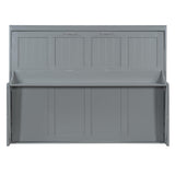 Ball & Cast Horizontal Murphy Bed Queen Size,Hidden Folding Wall Bed Frame with Hydraulic Lift&Desk,Wood Cabinet Platform Bed can be Folded into Desk,Space Saving for Bedroom,Guest Room,Gray Ball & Cast