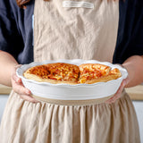 HVH 10 inch Pie Pan for Baking, Ceramic Pie Dish, Deep Dish Pie Plate for Dessert Kitchen, Deep Dish Pie Pan with Fluted Edge, Set of 2, Farmhouse Style (White) HVH