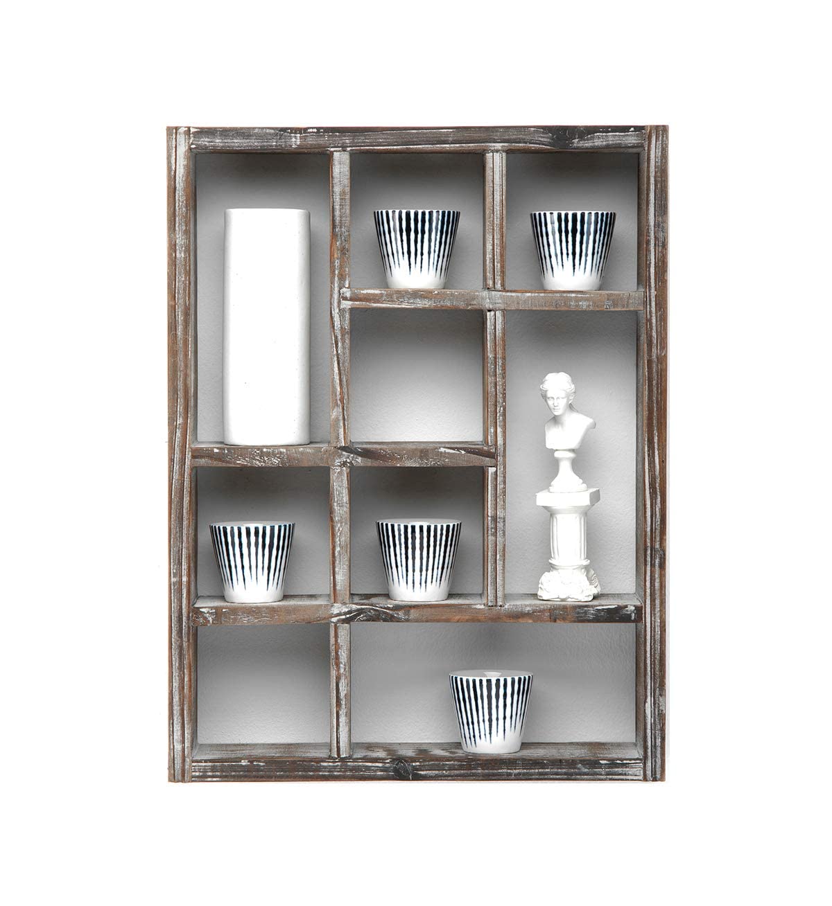 J JACKCUBE DESIGN Rustic Multi-Slot Shelf Cube Display 9 Compartment Shadow Box Wall mountable Shelf for Collection Square Freestanding Case Farmhouse Décor - MK570A (Rustic Wood) J JACKCUBE DESIGN