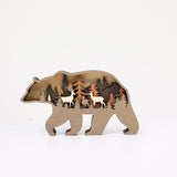 Drawely 3D Wooden Animals Carving, Wood Carving Animals Wall Decor, Modern Festival Forest Sculpture Christmas Living Room Office Decor Birthday Gifts for Friend Daughter Son Mom Dad (Bear) Drawelry