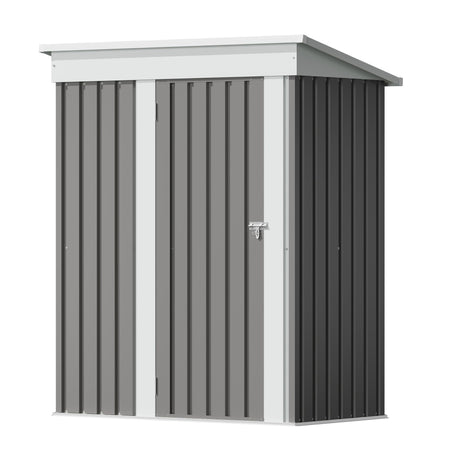 Flamaker Storage Shed Waterproof Metal Garden Shed with Lockable Door Utility Tool Shed Outdoor Storage for Backyard, Patio and Lawn (5 x 3 FT, Grey) Flamaker