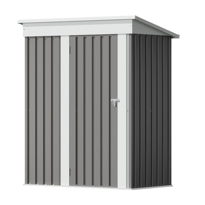 Flamaker Storage Shed Waterproof Metal Garden Shed with Lockable Door Utility Tool Shed Outdoor Storage for Backyard, Patio and Lawn (5 x 3 FT, Grey)