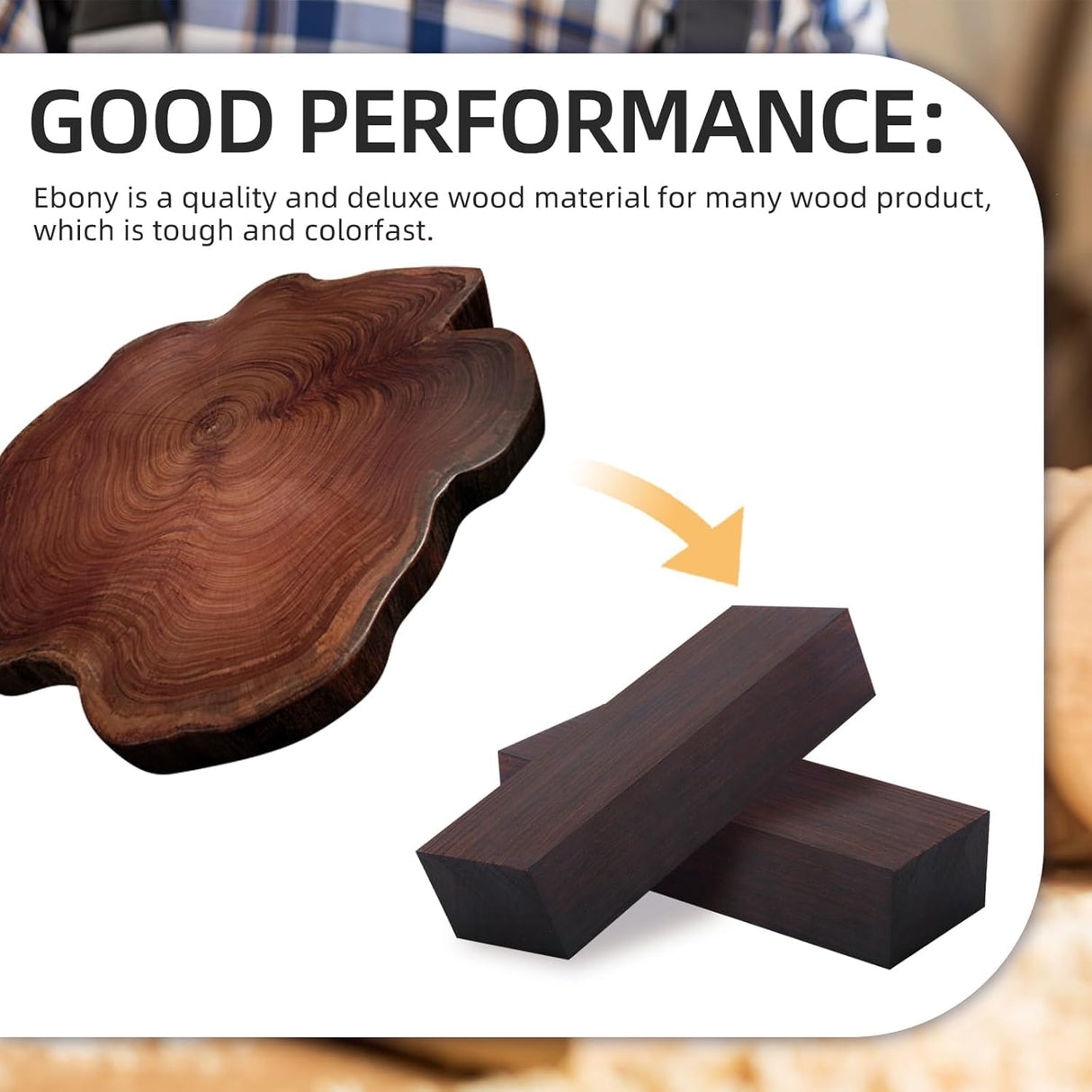 2Pcs Black Ebony Wood, 4.72 x 1.57 x 0.98 Ebony Wood Lumber Handle Plate for Music Instruments DIY Tools, Black Ebony Lumber Original Wood Timber for Wood Turning Blanks Flylin